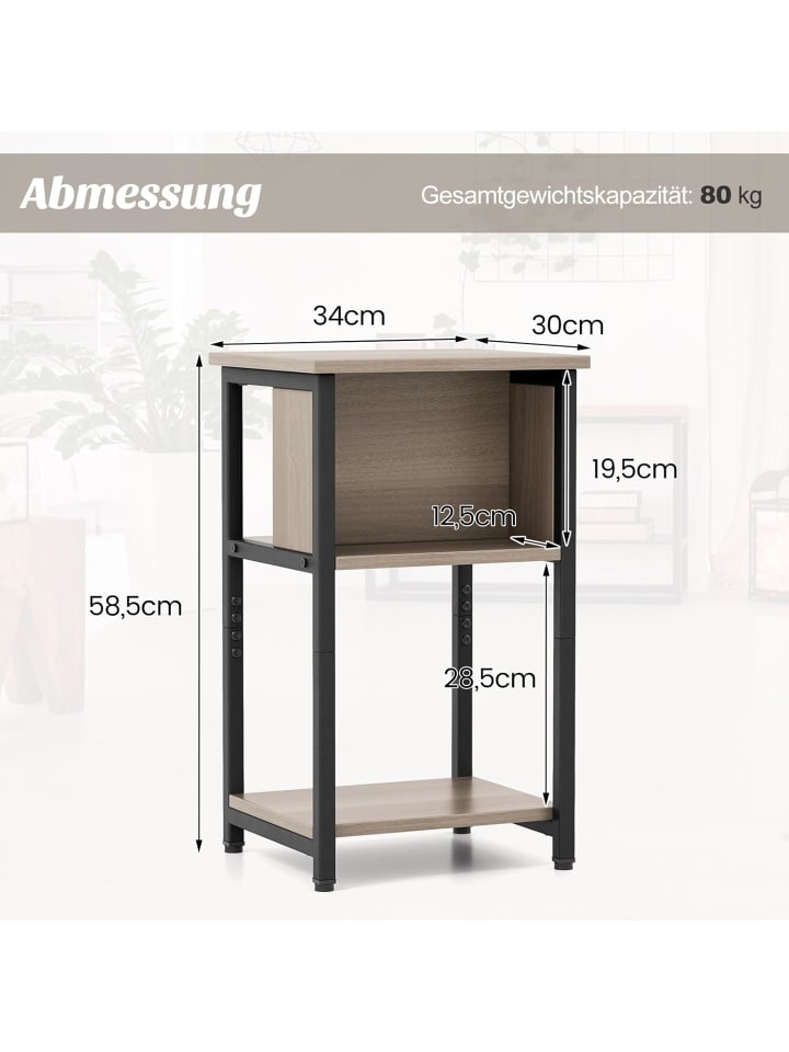 COSTWAY Nachttisch mit Ablage in Grau günstig kaufen onesize
