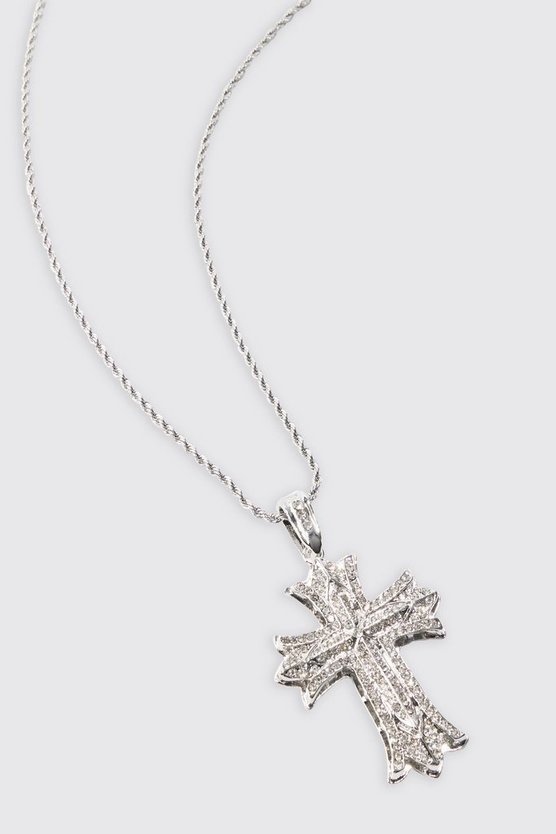 Silberne Halskette mit Gothic Kreuz-Anhänger