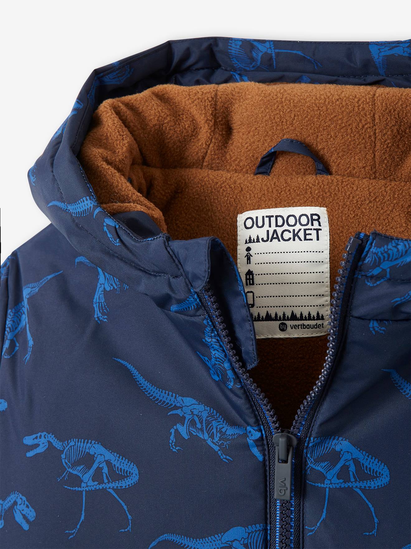Vertbaudet Jungen Jacke, Wattierung Recycling-Polyester - marine bedruckt