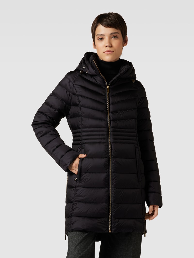 Steppjacke mit Kapuze Modell 'LONG LINE' in schwarz