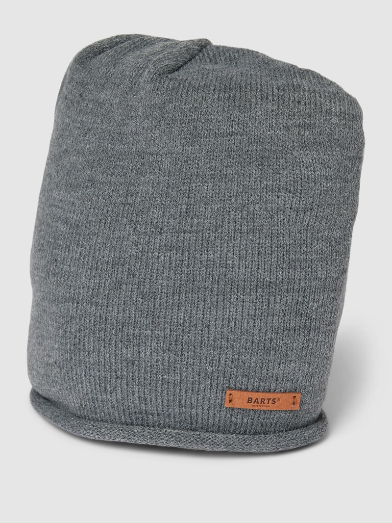 Beanie mit Label-Detail Modell 'JAMES' in silber