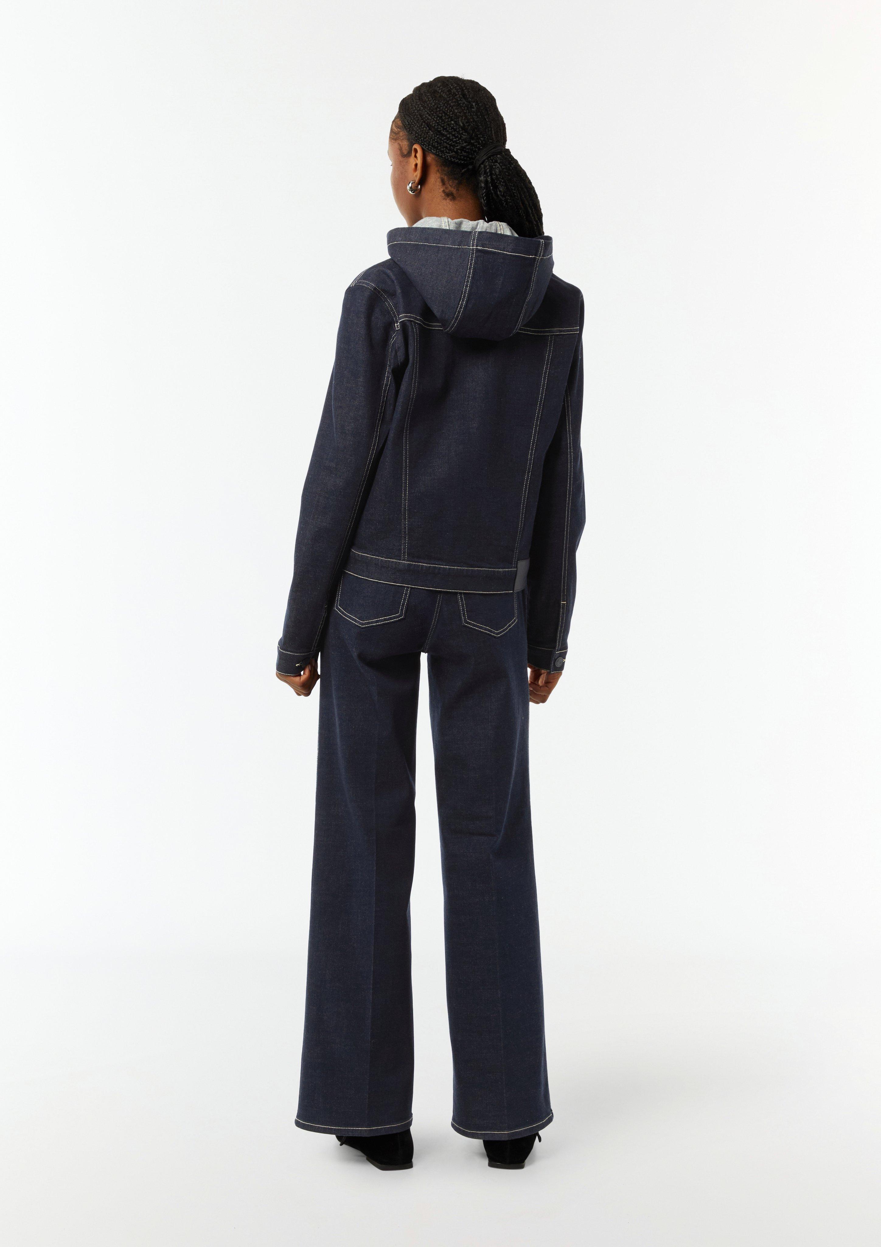 Jeansjacke mit abnehmbarer Kapuze - navy