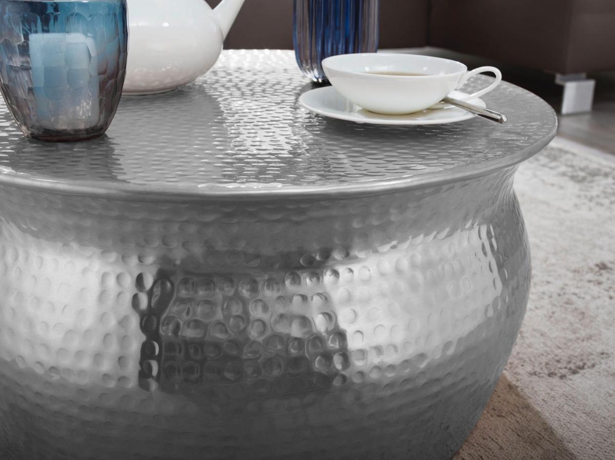 Wohnling Couchtisch KARAM 60x30,5x60cm Aluminium Silber
