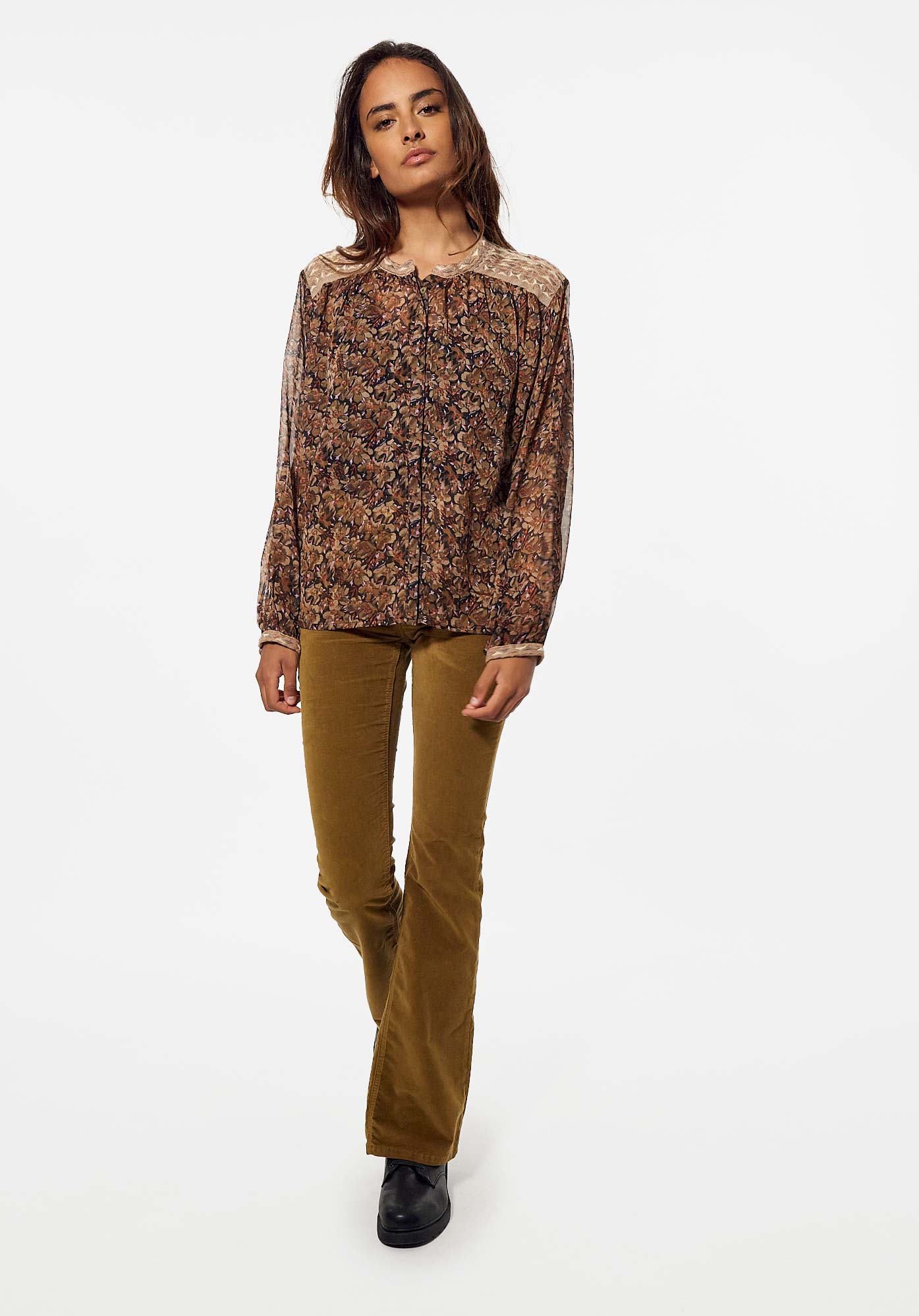 NETY   Blouse fleurie marron Femme