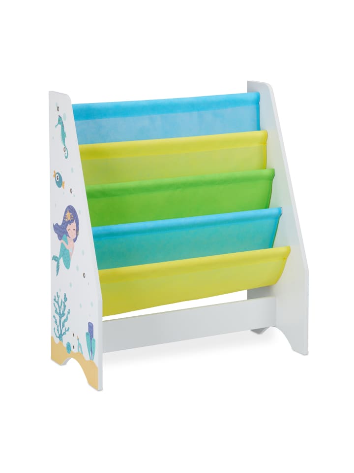 relaxdays Kinder Bücherregal Meerjungfrau in Bunt - (B)62 x (H)71 x (T)29 cm günstig kaufen onesize