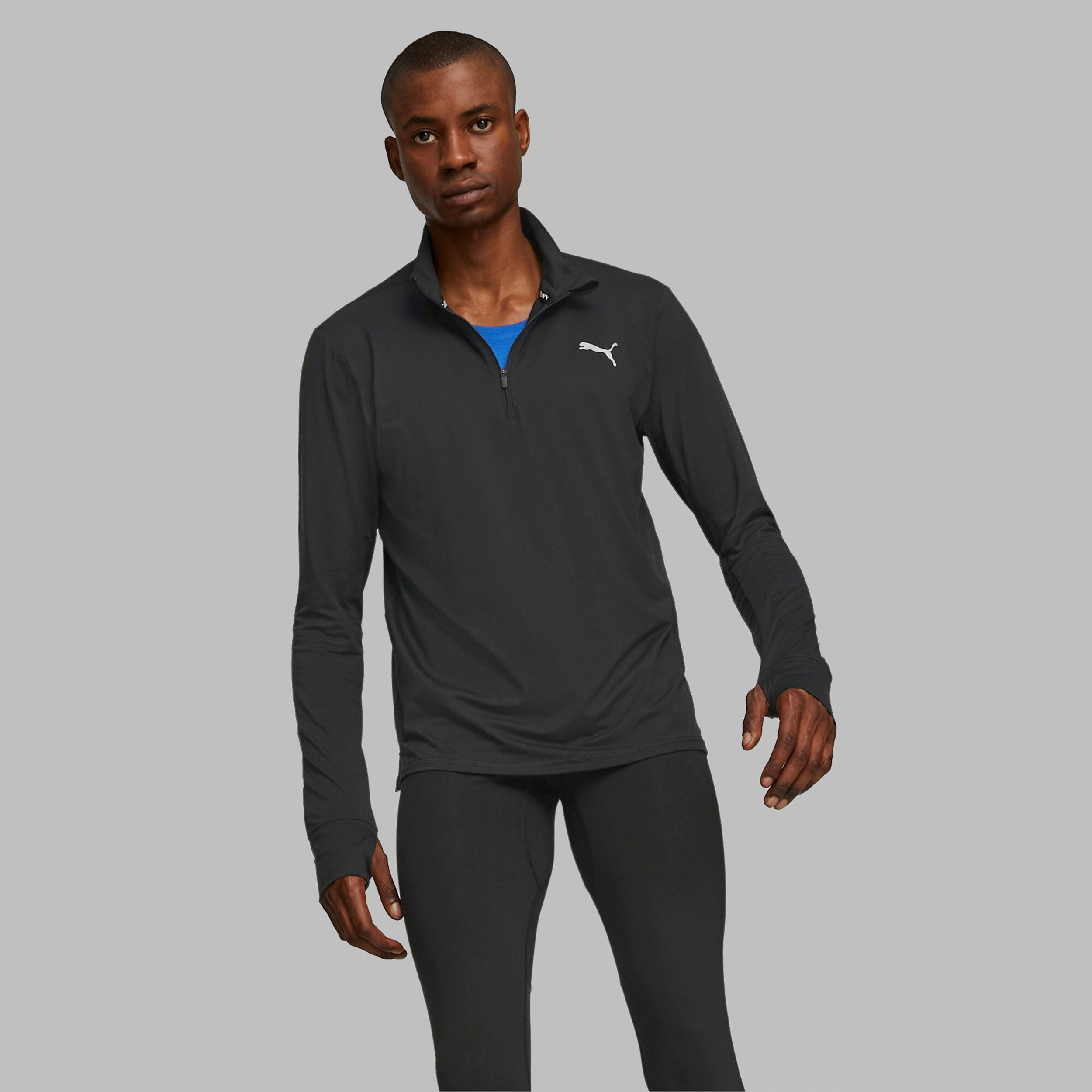 Run Favorite 1/4 Zip Laufshirt Herren - Schwarz