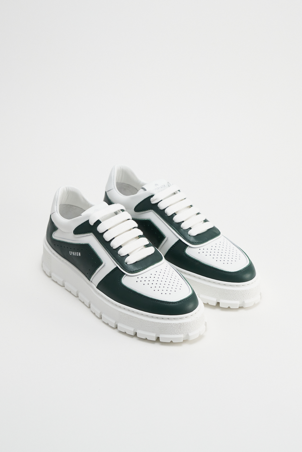 CPH332 leather mix green/white
