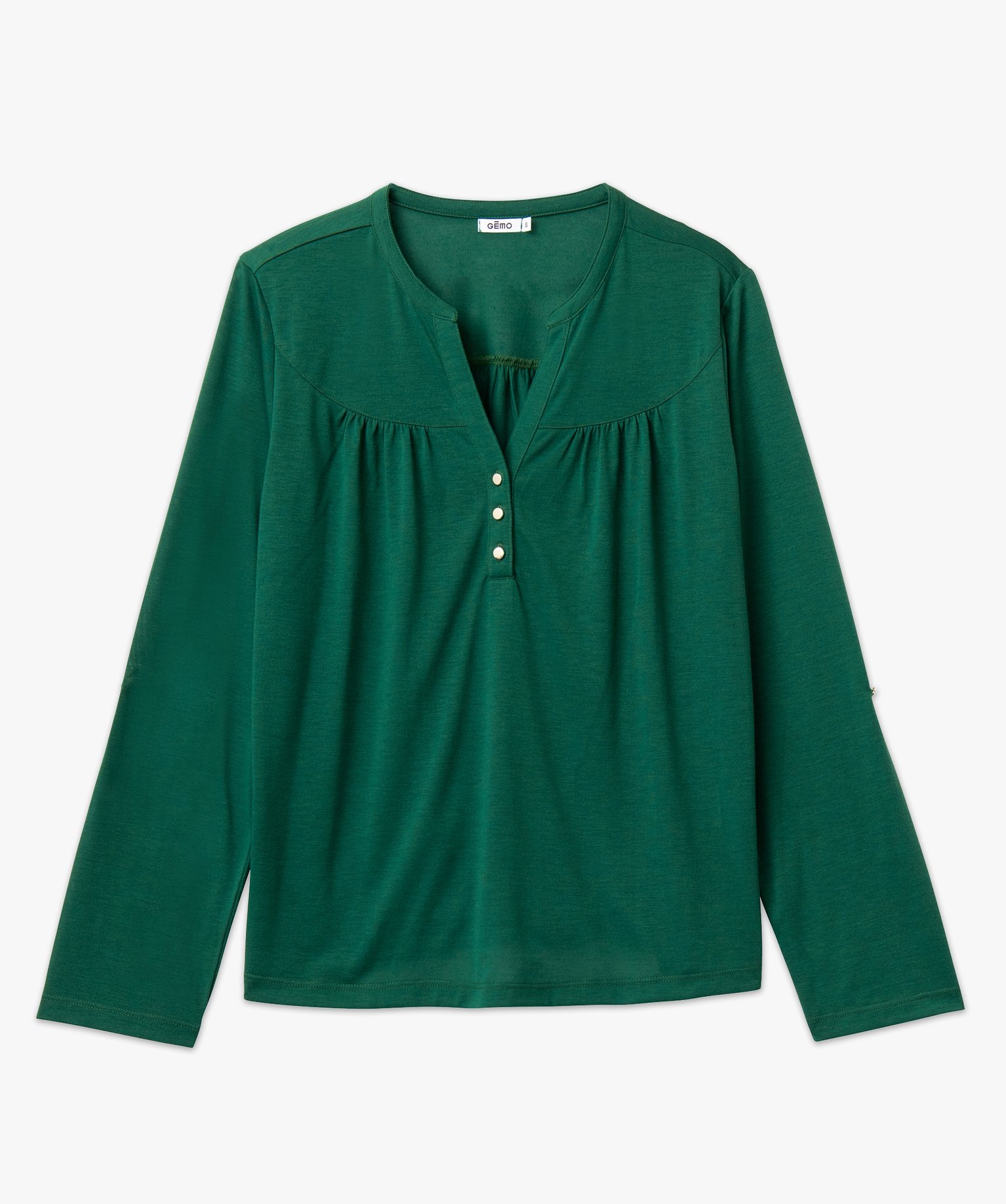Tee-shirt à manches longues en polyester recyclé femme vert | GEMO