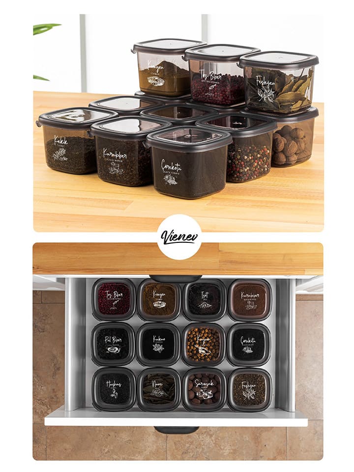 Violeta Home 12er-Set: Vorratsbehälter in Anthrazit - 1,2 l günstig kaufen onesize
