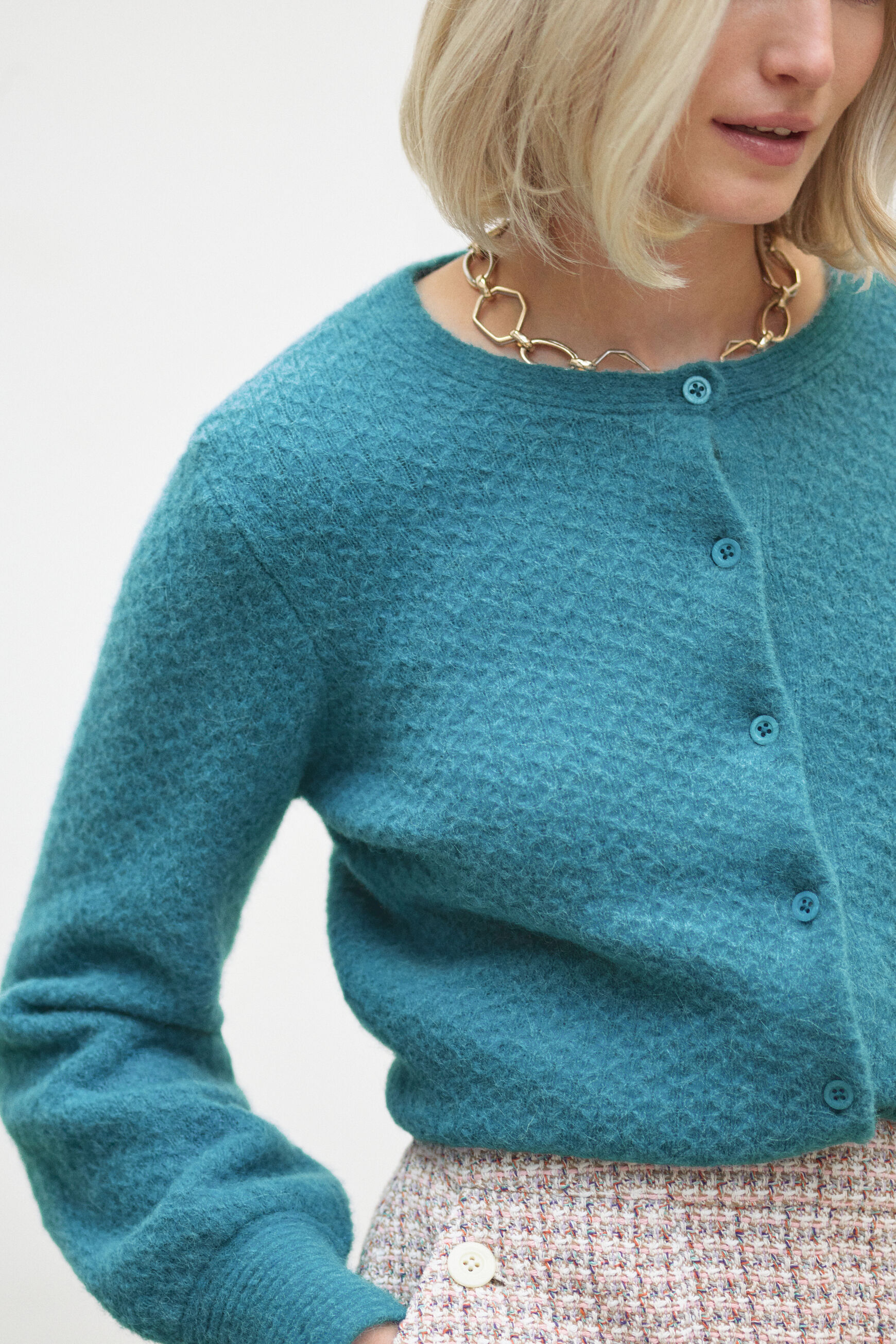 gilet aurelie bleu petrole femme