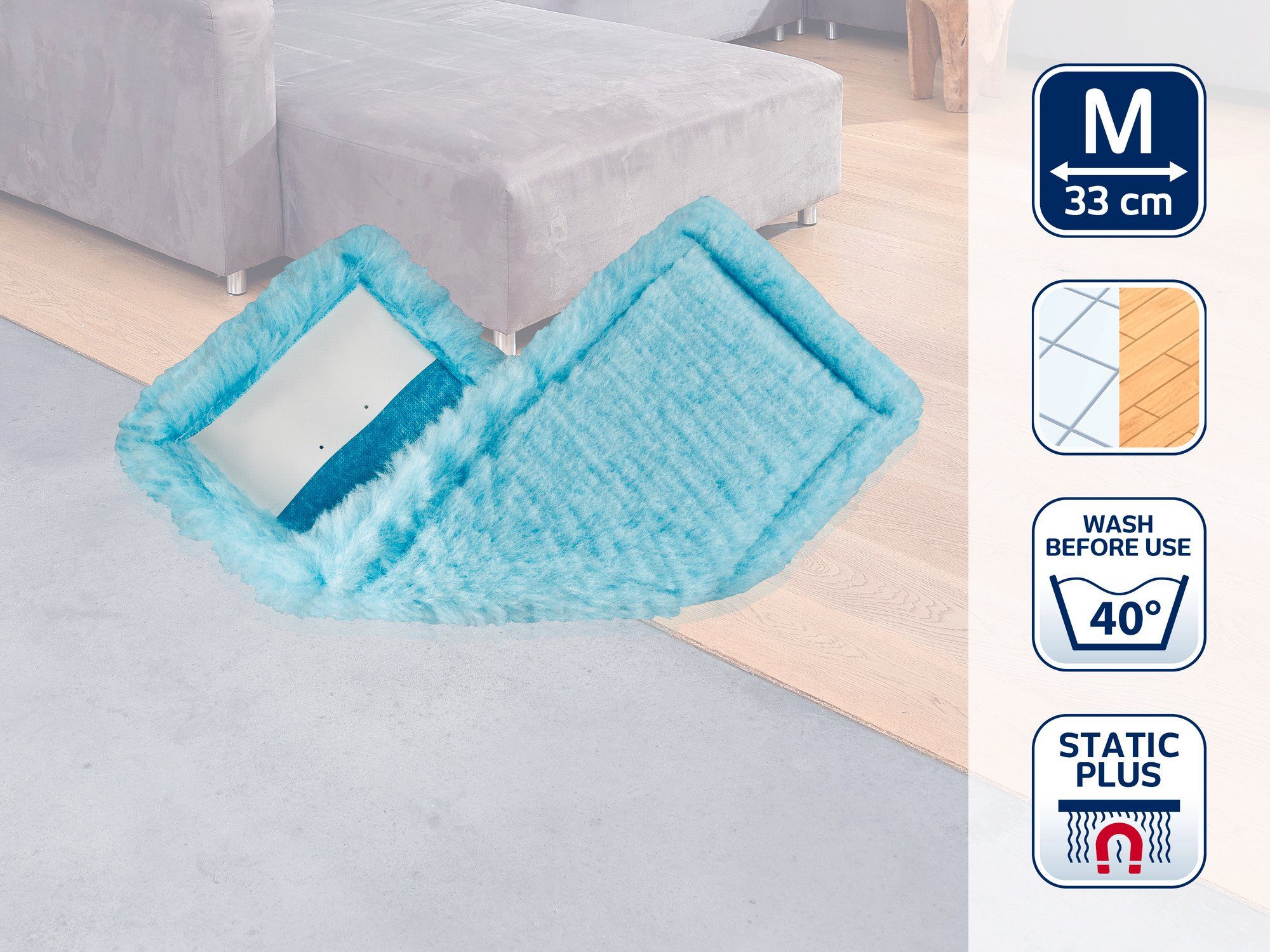 Leifheit 2er Set Wischbezug CLEAN TWIST M Ergo static plus Wischbezug