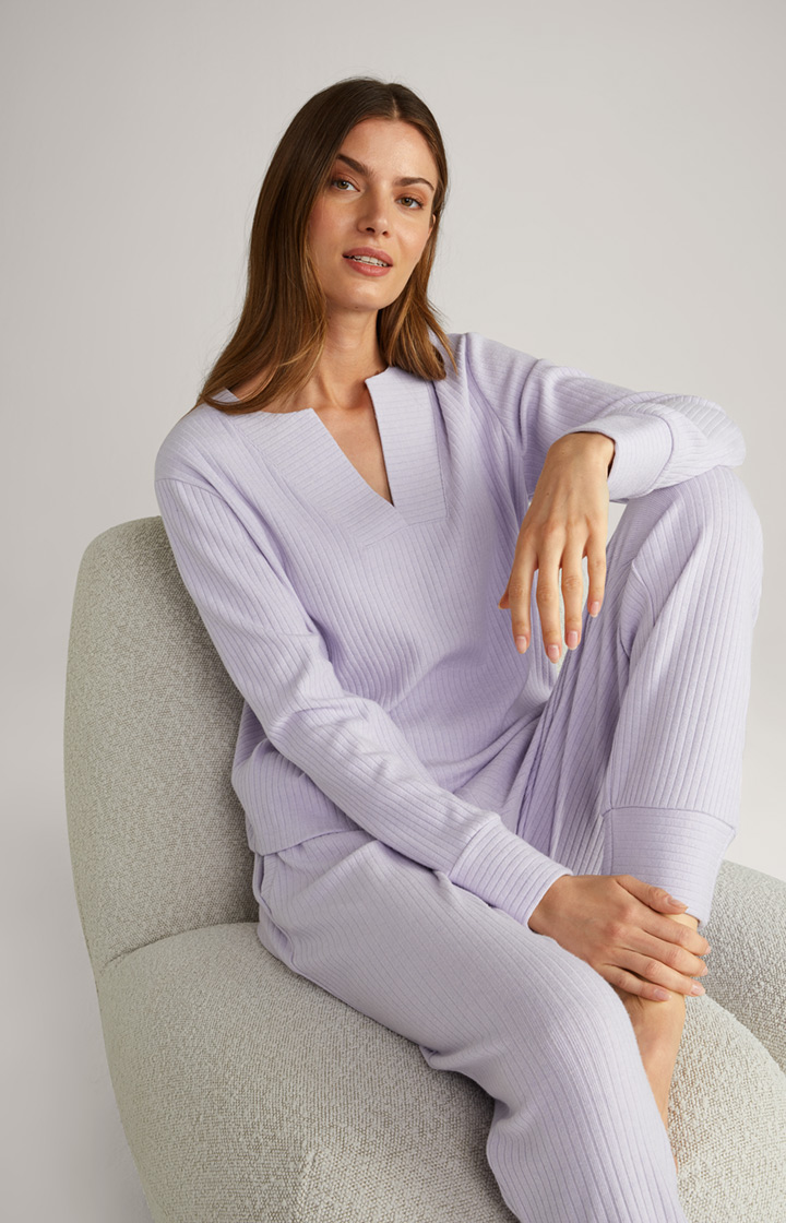 Loungewear Ripp-Longsleeve in Lavender