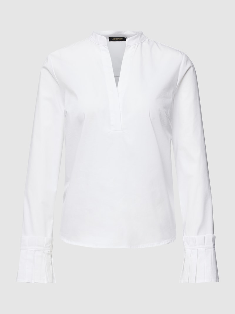 Bluse mit Tunikakragen in weiß