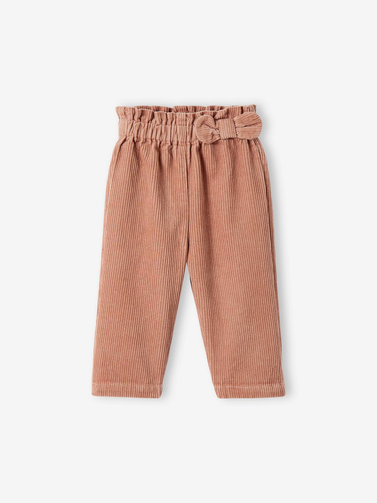 Pantalon large en velours côtelé bébé cappuccino