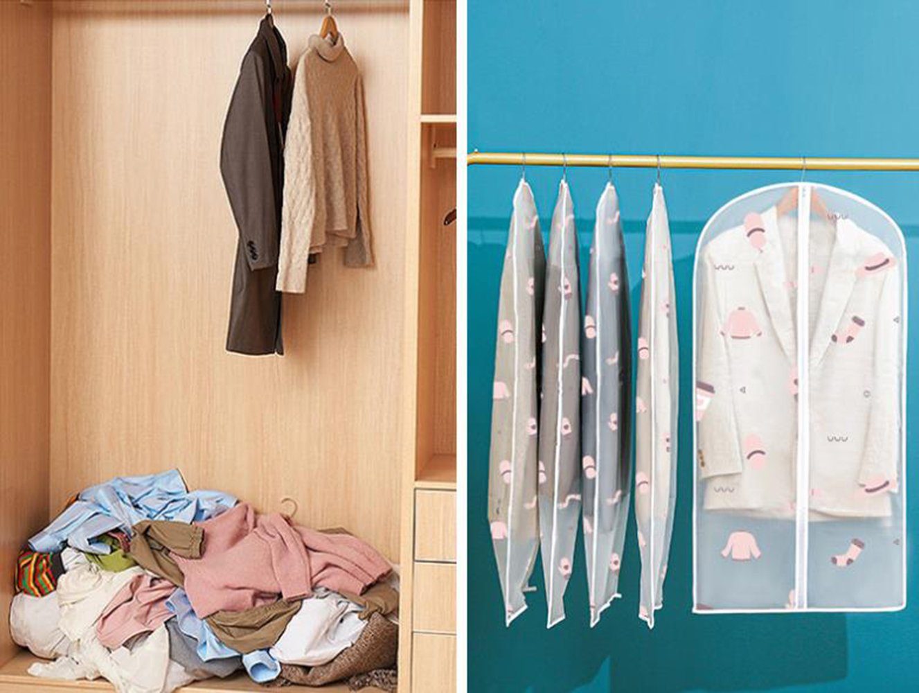 SCOHOME Kleidersack Kleidersäcke, 10 Stück Atmungsaktiv Lange Brautkleider Kleidertaschen (Mantel Kleiderbezüge Taschen, mit Reißverschluss, 10 St., Mottenresistente hängende Kleidersäcke) für lange Kleider Anzüge Mantel