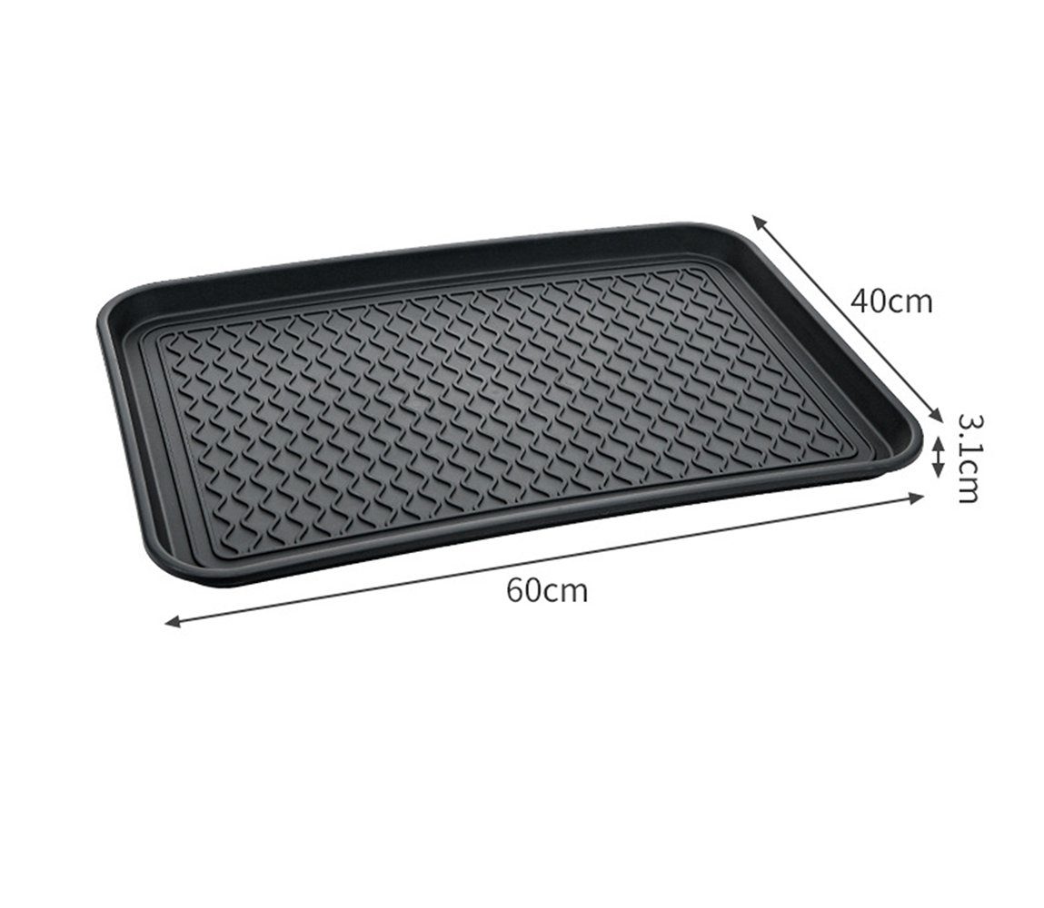 SCOHOME Schuhabtropfschale Schuhtablett Schuhabtropfschale (2-tlg., mit erhöhtem Rand 3.1 x 60 x 40 cm, schwarz), Schuhablage Schuhwanne Schuhbrett Schuhmatte