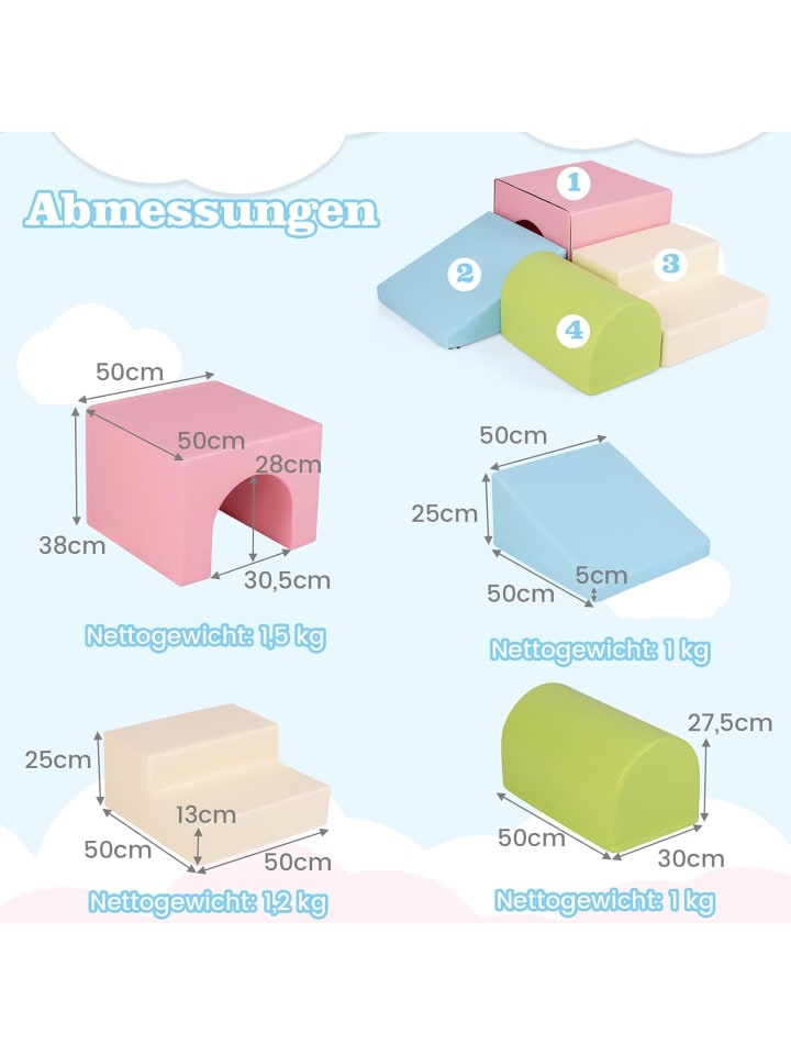 COSTWAY 4 TLG. Schaumstoffbausteine in Rosa günstig kaufen onesize