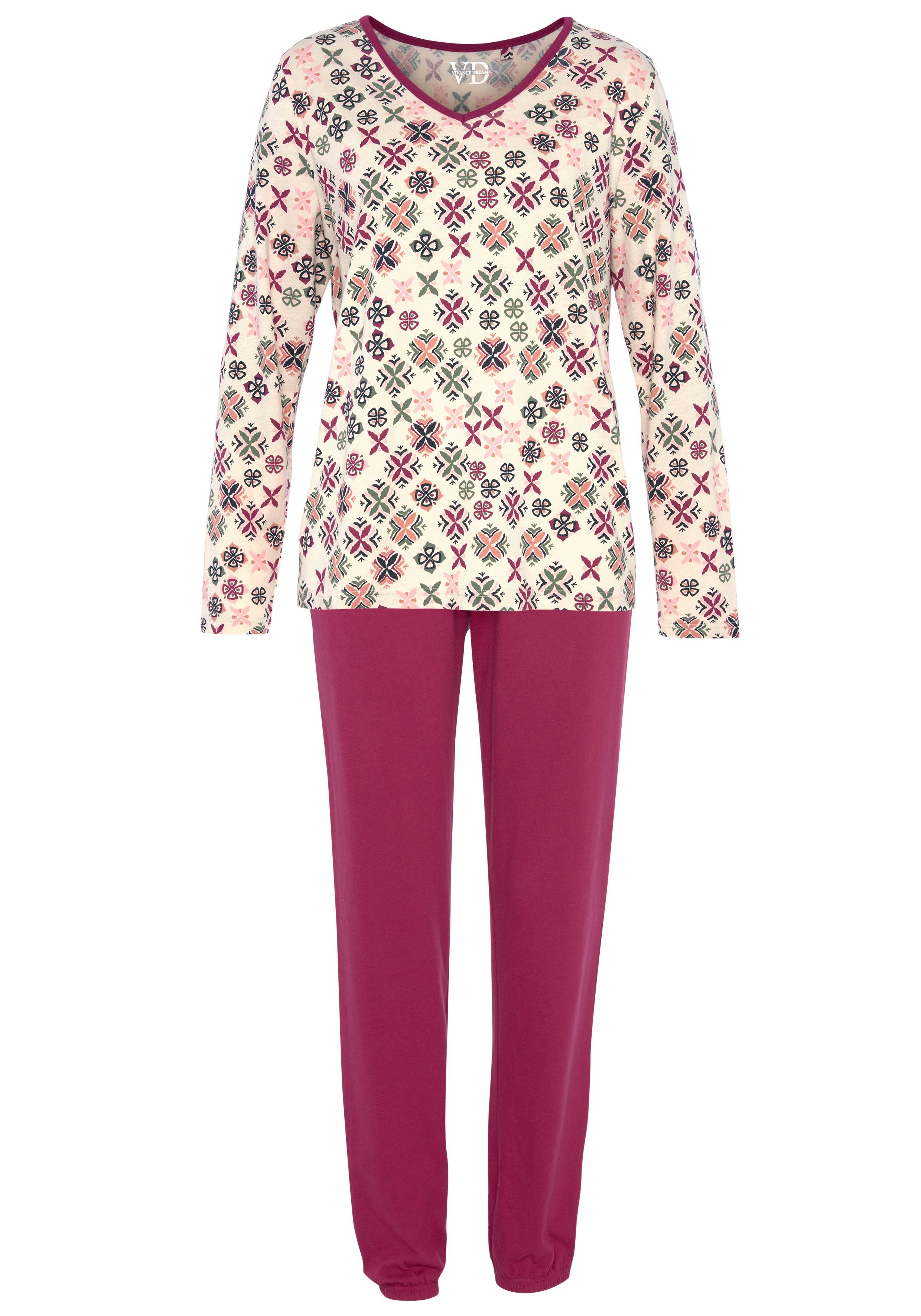 Vivance Dreams Pyjama (Packung, 2 tlg) mit grafisch-floralem Alloverdruck