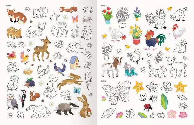 Mein Ausmalstickerbuch: Frühling