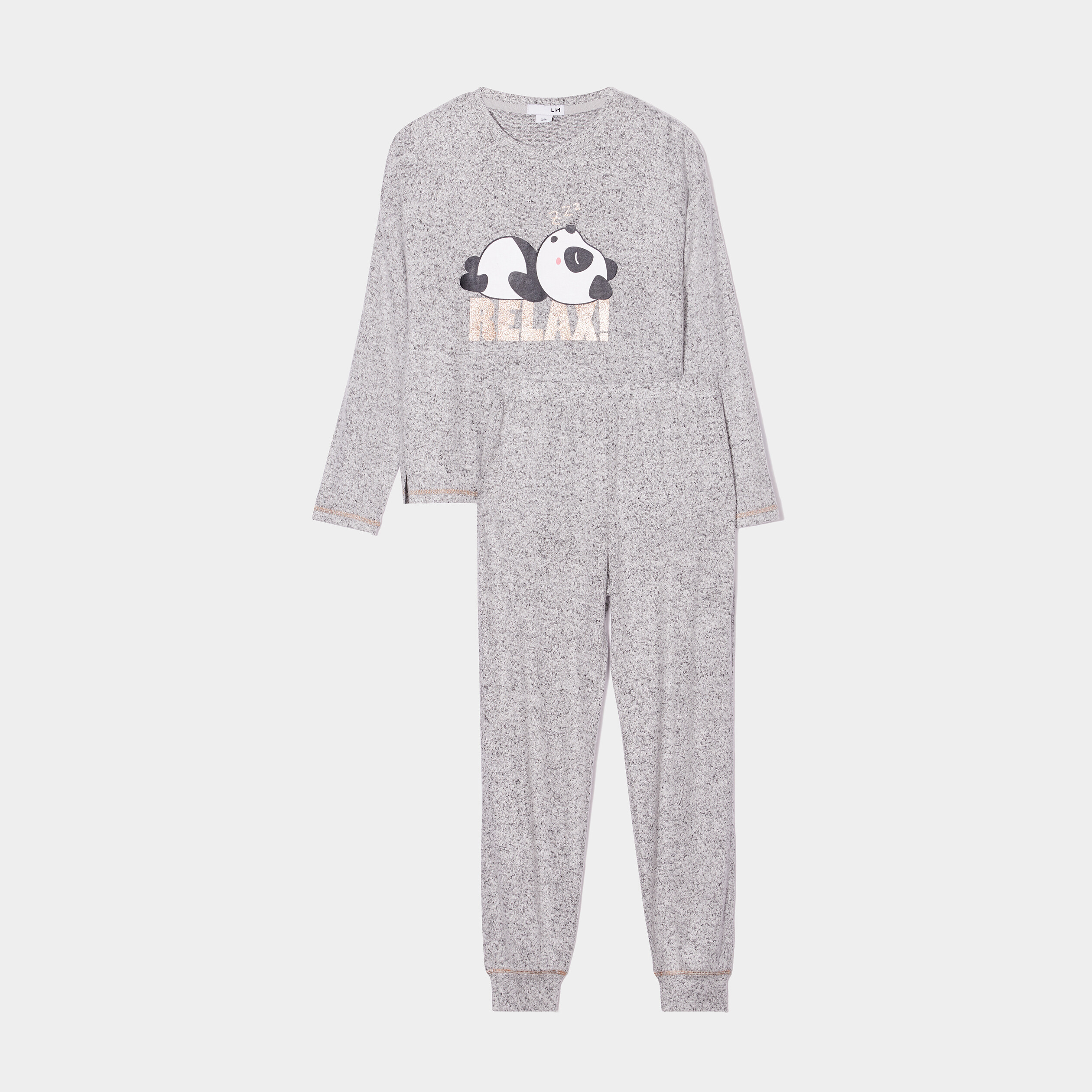 Ensemble pyjama pantalon resserré gris clair fille | La Halle