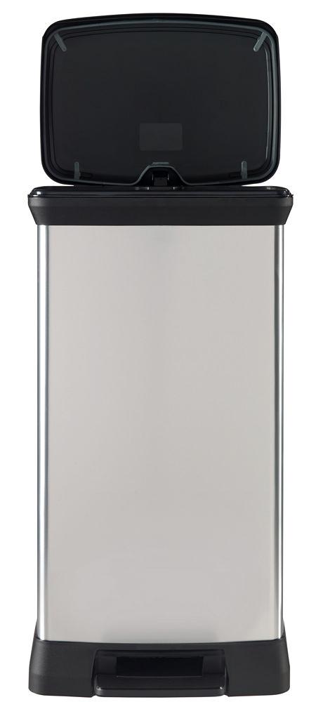 Curver DECOBIN Abfalleimer 50L mit Fußpedal silber metallic
