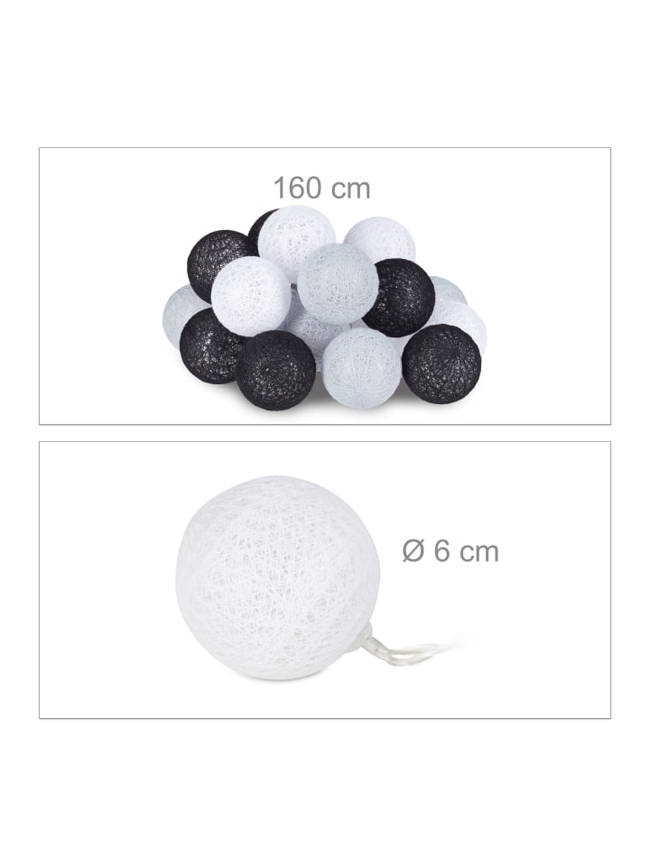 relaxdays LED Lichterkette in Weiß/Grau/Schwarz (L)160 cm günstig kaufen onesize