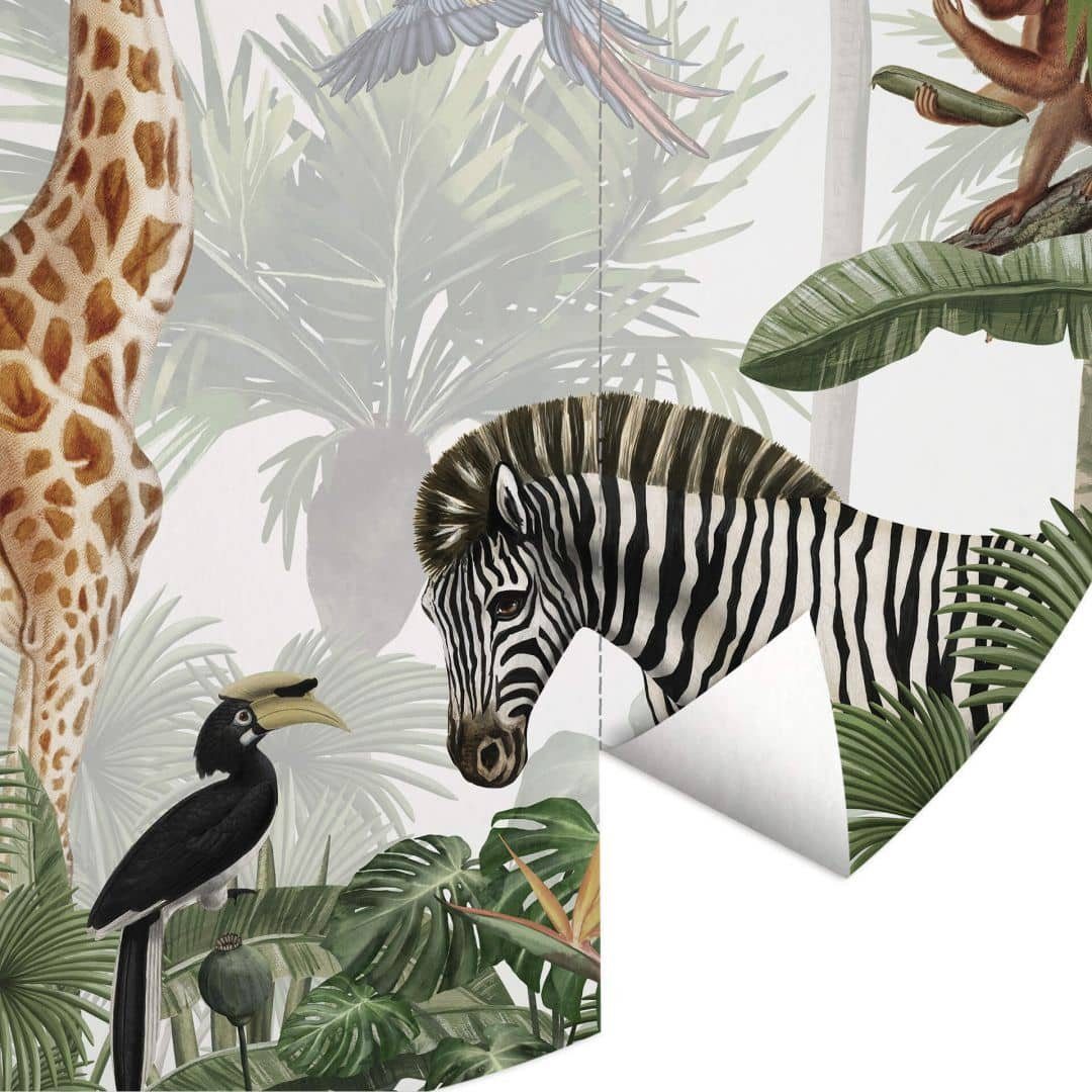 K&L Wall Art Fototapete Fototapete Baby Kinderzimmer Dschungeltiere Elefant Giraffe Vliestapete, große Kinder Motivtapete