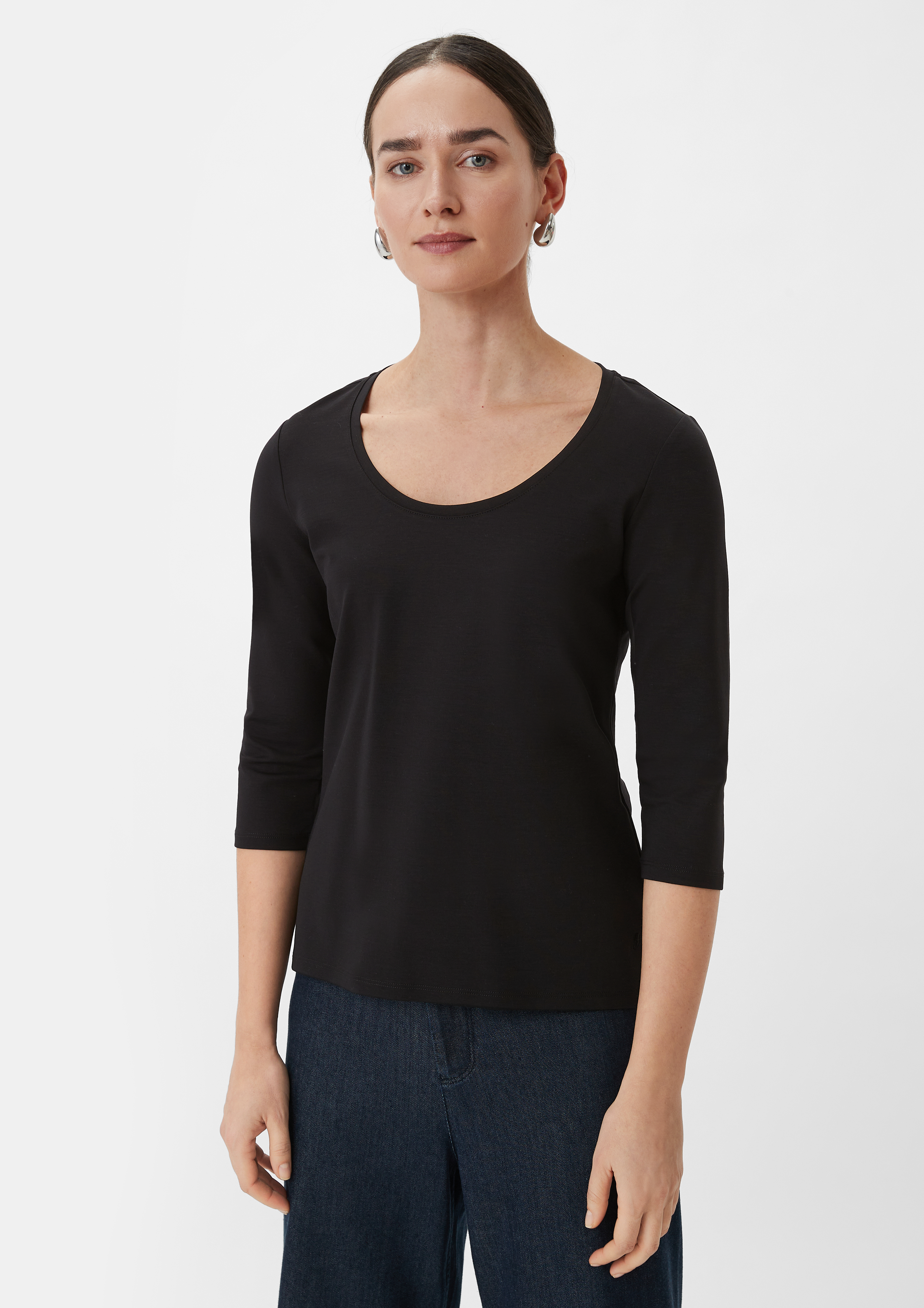 3/4-Arm-Shirt aus Jersey - schwarz