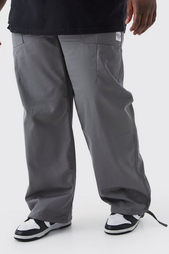 Plus lockere elastische Ripstop-Hose mit Etikett
