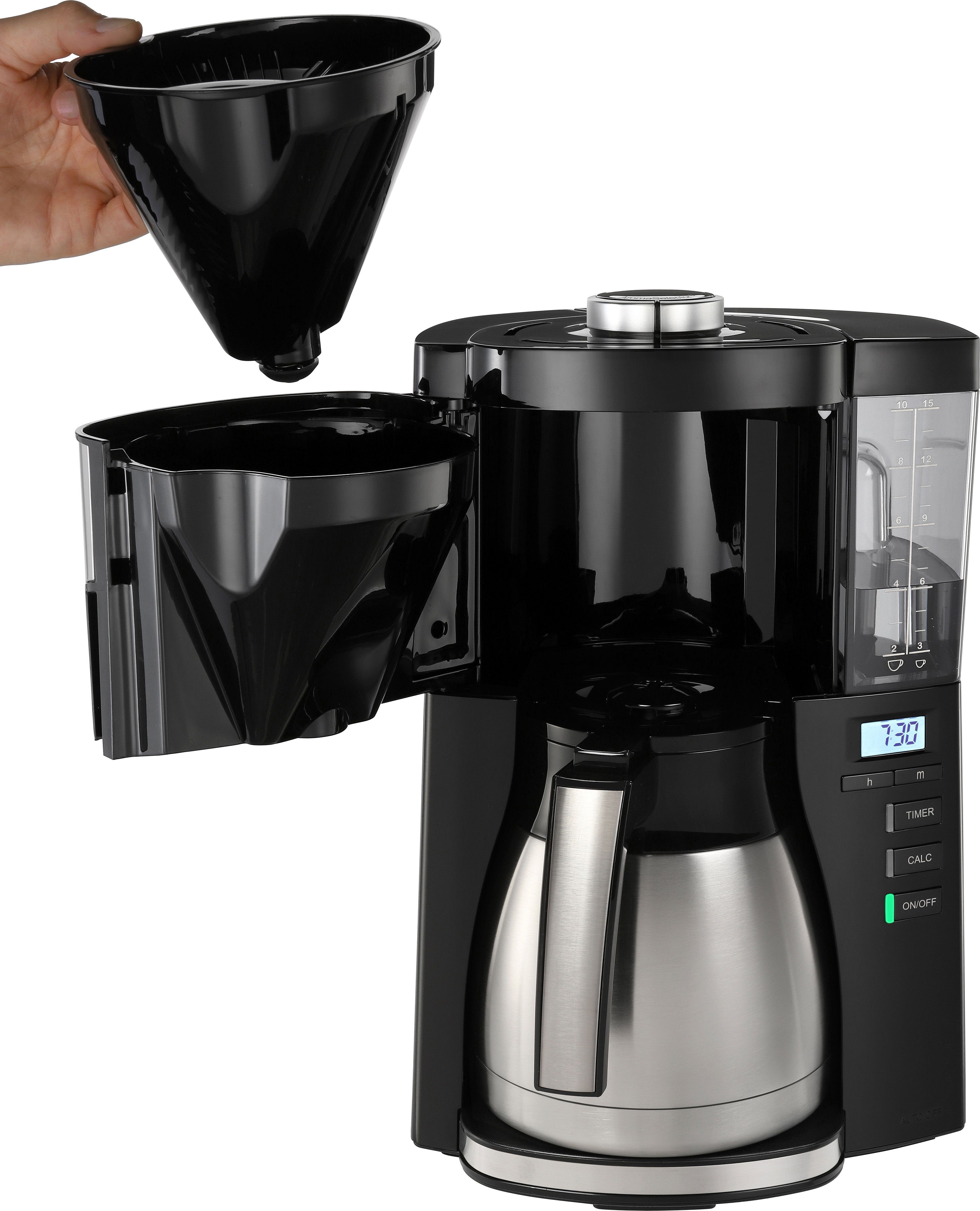 Melitta Filterkaffeemaschine LOOK® Therm Timer 1025-18 schwarz, 1,25l Kaffeekanne, Papierfilter 1x4
