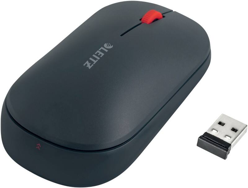 Leitz Cosy Dual Kabellose Ergonomische Maus 6531 Optisch Für Rechts- und Linkshänder Bluetooth/USB-A Nano Receiver Grey