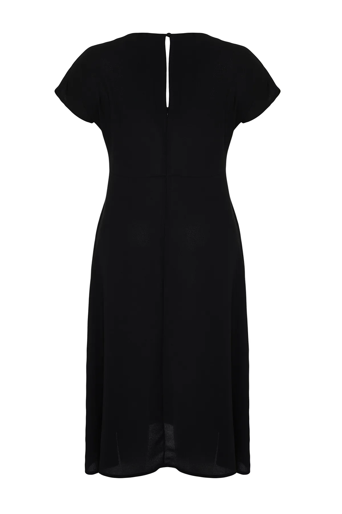 Trendyol Curve  Schwarzes A-Linien-Maxi-Gewebekleid TBBSS24AH00015