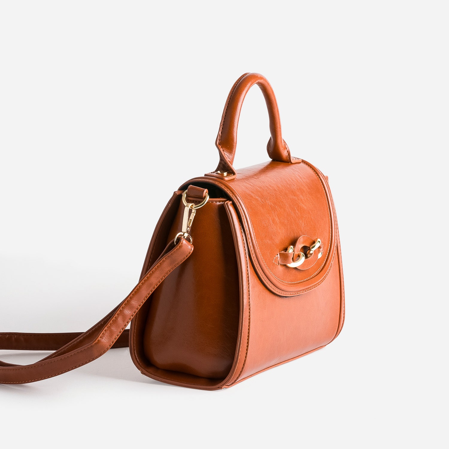 Sac à main cognac avec anneaux