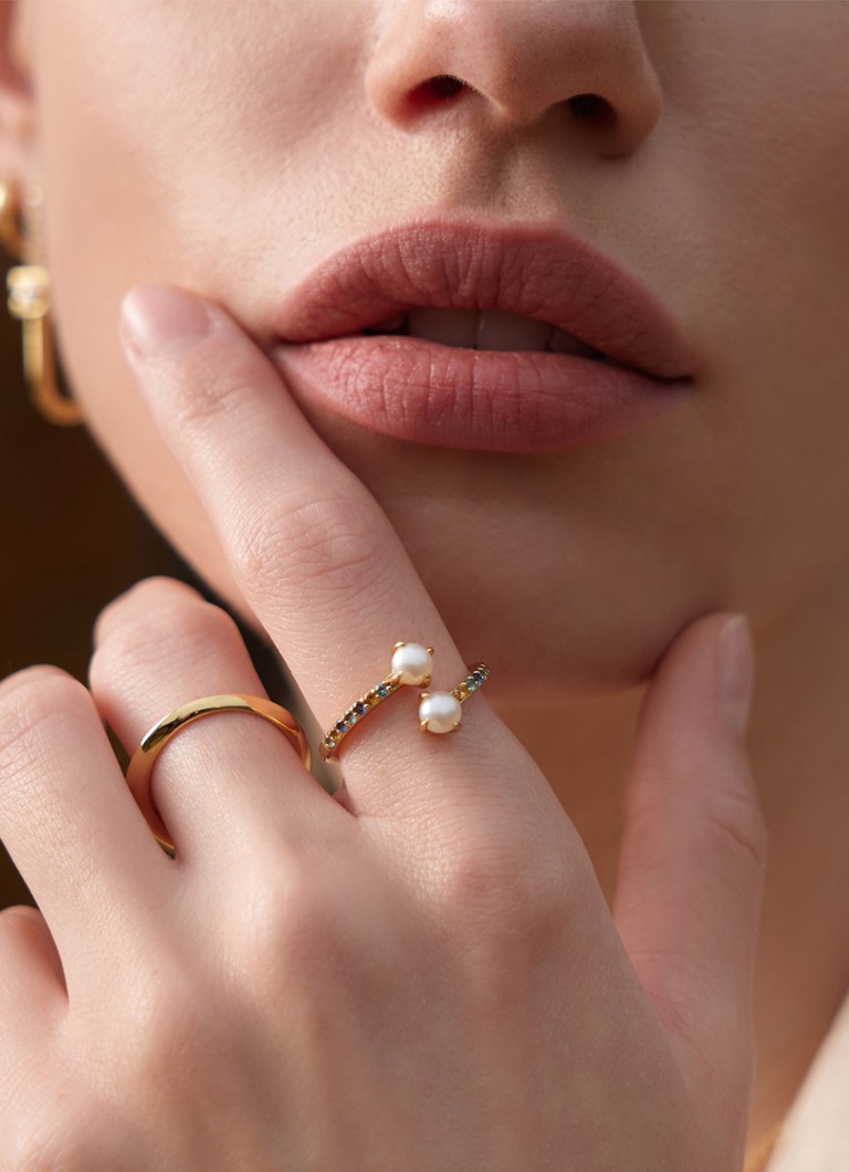 Ania Haie Gemstone Pearl Wrap ring S gold plated