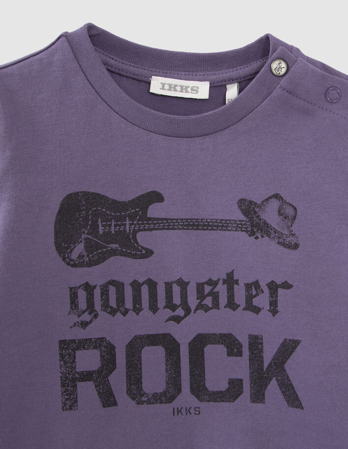 T-shirt violet bio print rock devant et dos bébé garçon