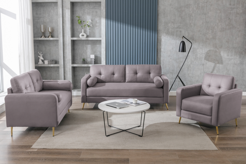 Happy Home Happy Home Couchgarnitur 3tlg. Sofaset 3-2-1-Sitzer hellbraun