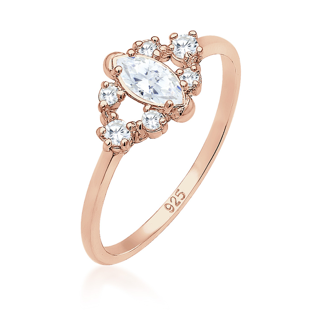 Elli Elli Bague Femme Motif Floral Ludique avec des Cristaux de Zircone en Argent Ster Bague