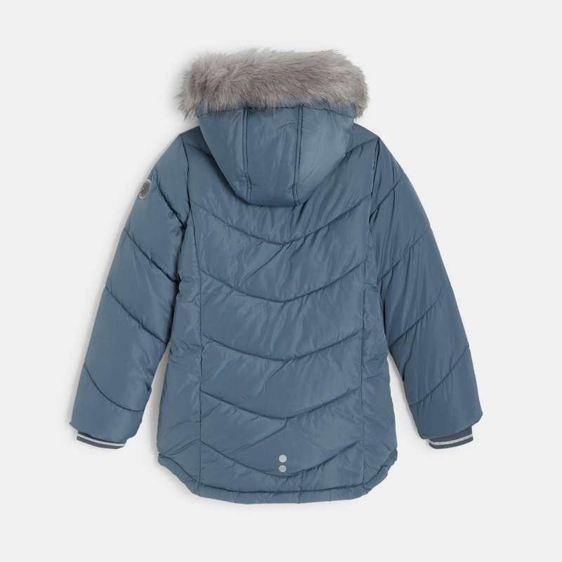Parka doudoune épaisse à capuche grise fille