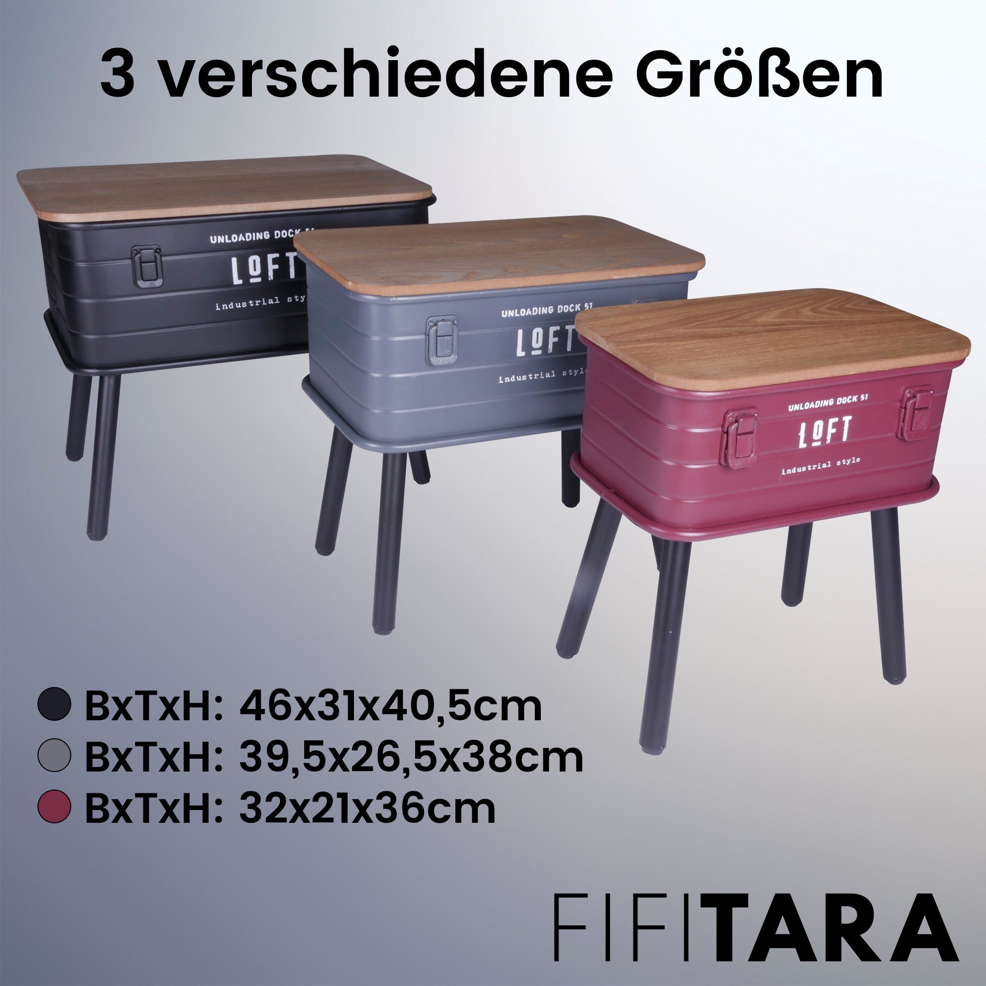 FIFITARA Beistelltisch industrial Style (3-St., 3-er Set), Retro Nachttisch, Ablagetisch, Konsolentisch, Metall mit Stauraum