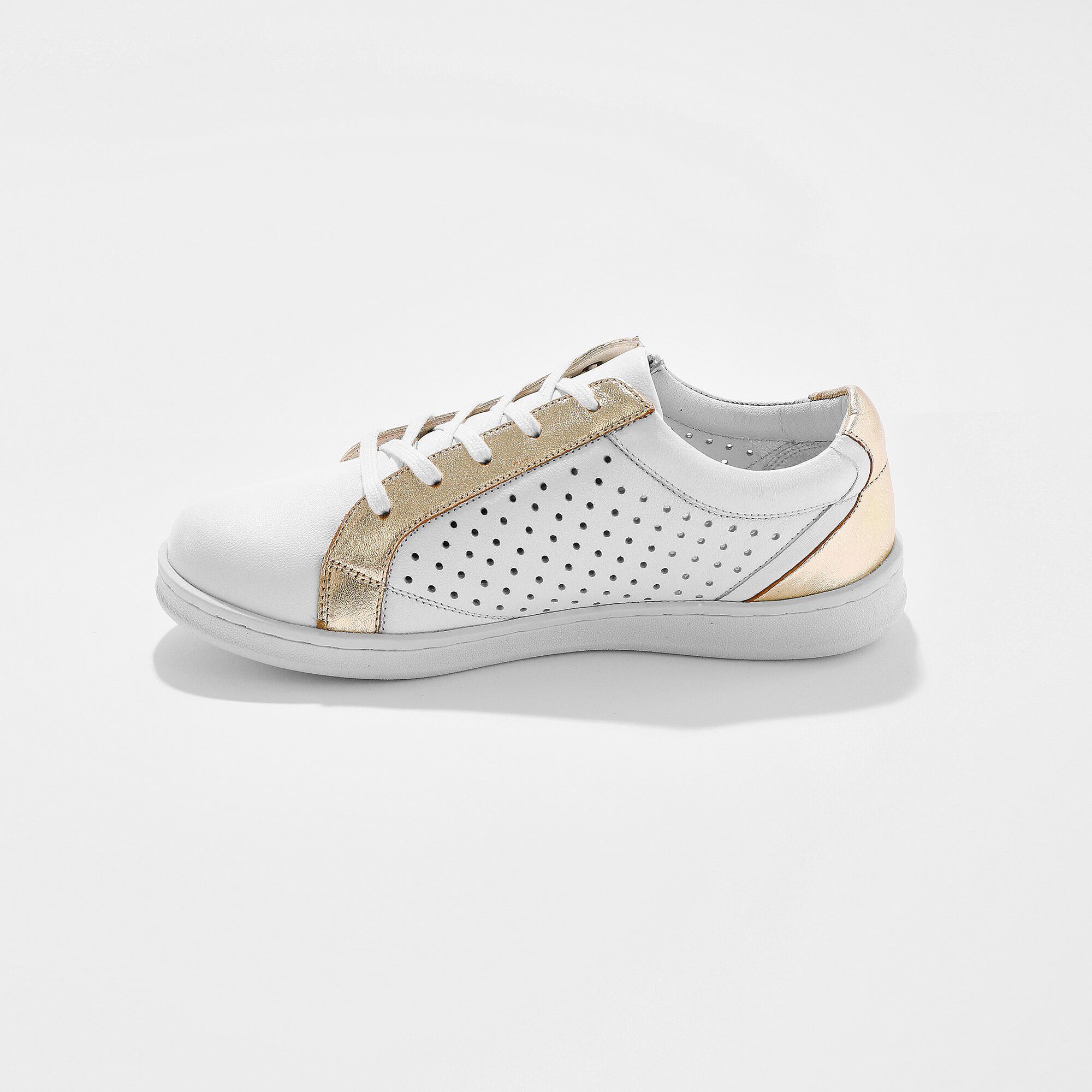 Tennis zippée en cuir perforé