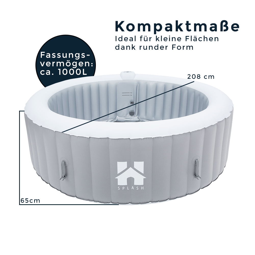 Home Deluxe Outdoor Whirlpool SPLASH - Uni-Grau- 6 Personen