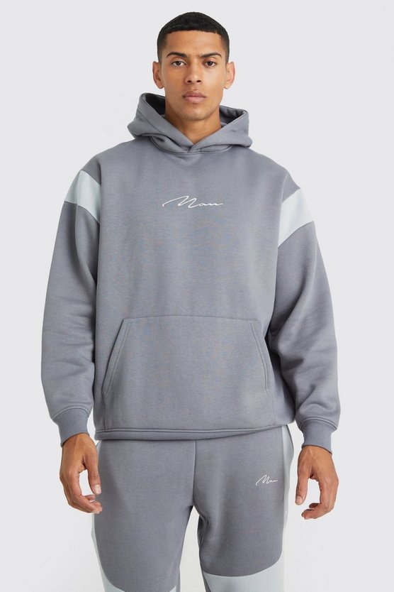 Oversize Man Colorblock Trainingsanzug mit Kapuze