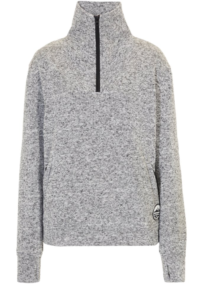 Fleeceshirt mit Troyerkragen