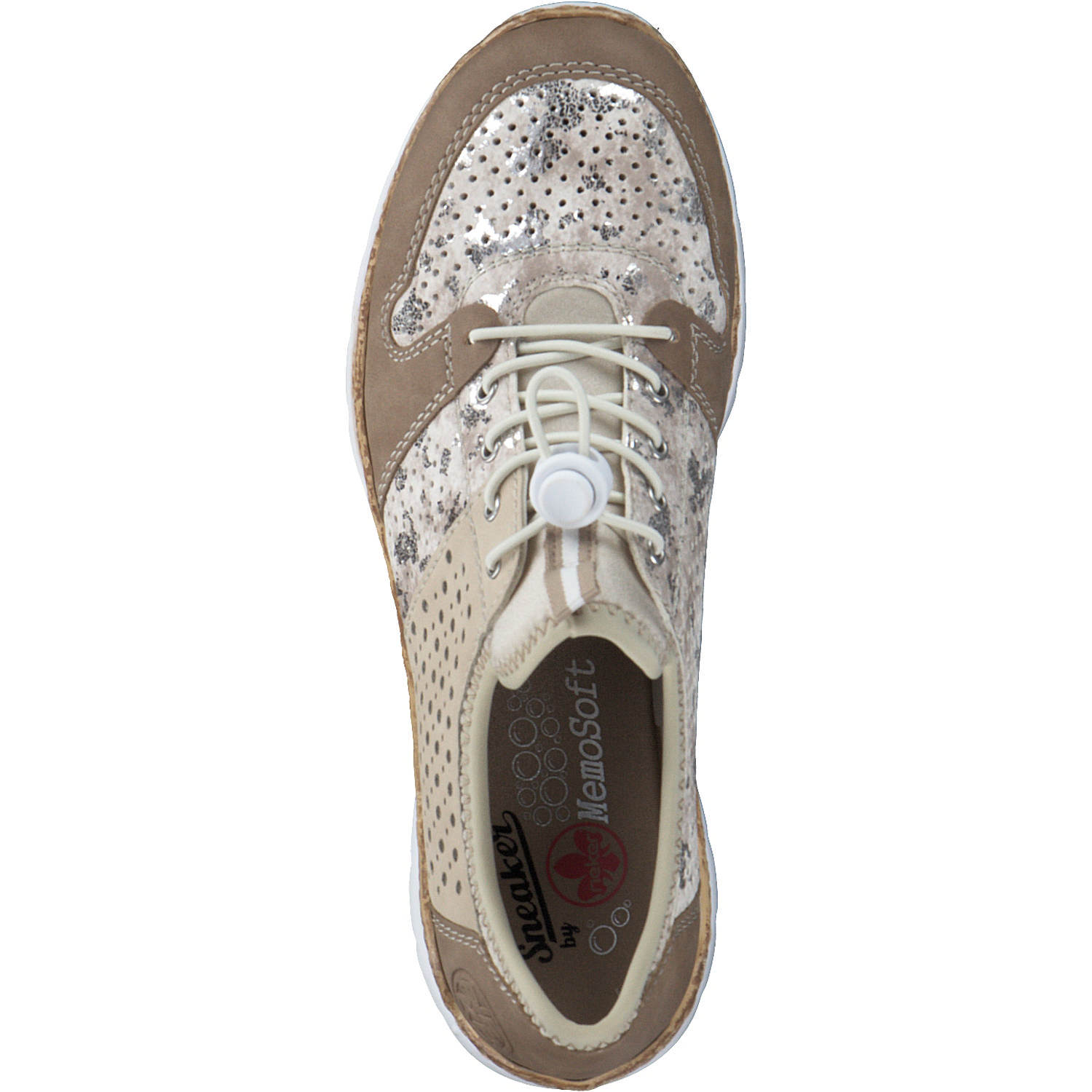 Rieker N4255, Slipper, Damen, shell/beige-silver/perle/perlc