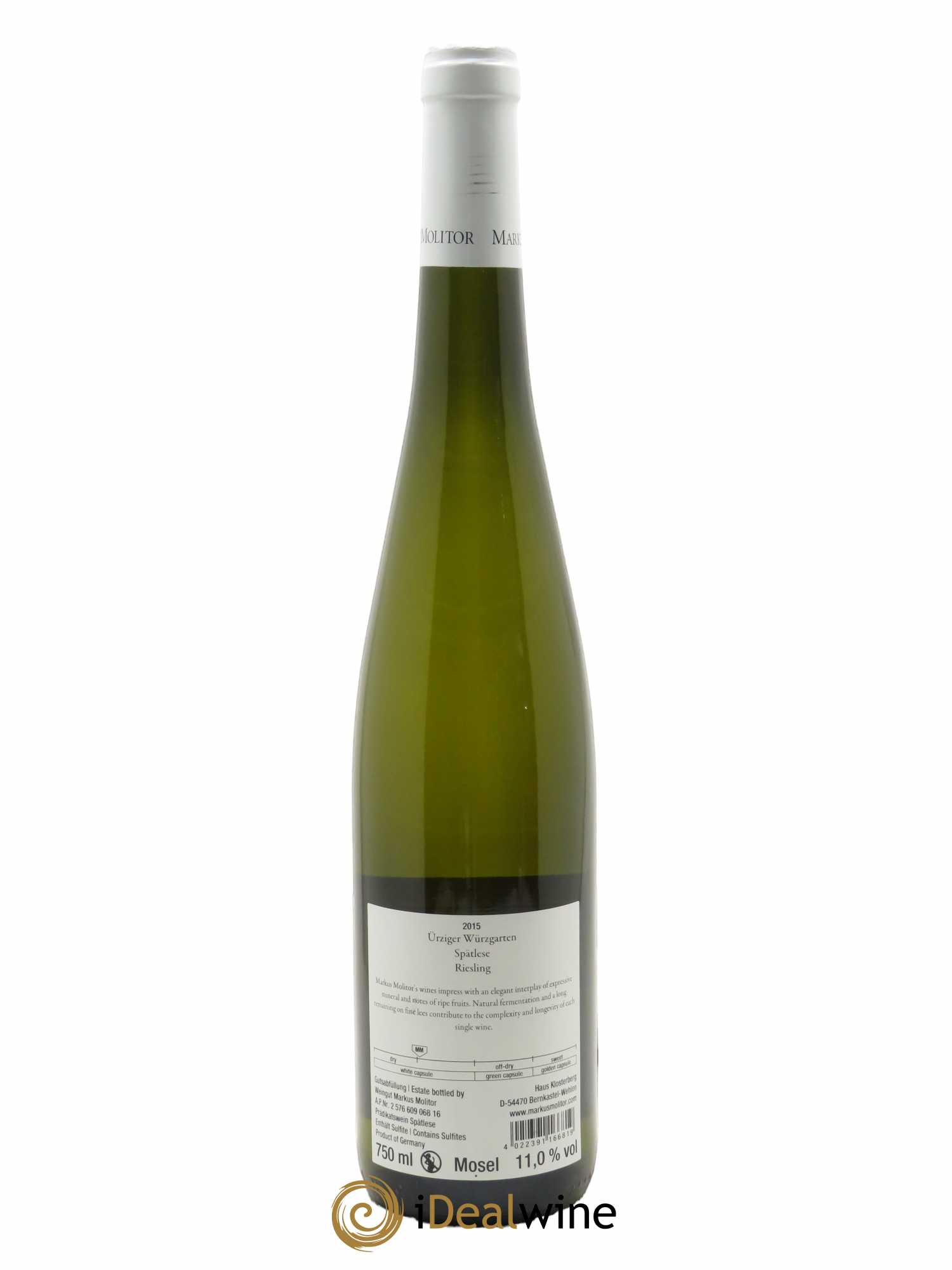 Riesling Markus Molitor Urziger Wurzgarten Spätlese n°14 White Capsule  2015 - Lot de 1 Bouteille