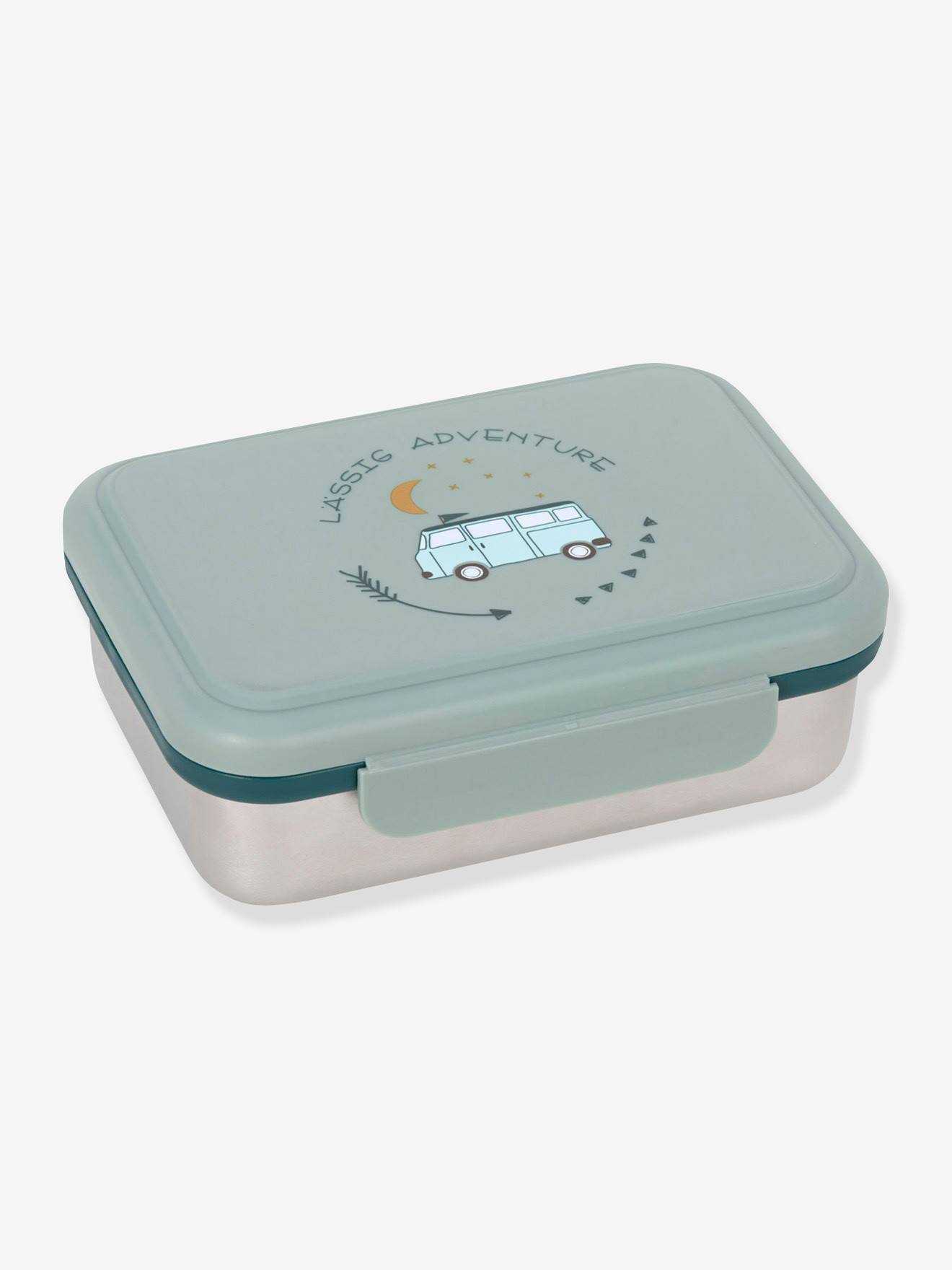 Boîte à goûter LÄSSIG en inox happy prints olive