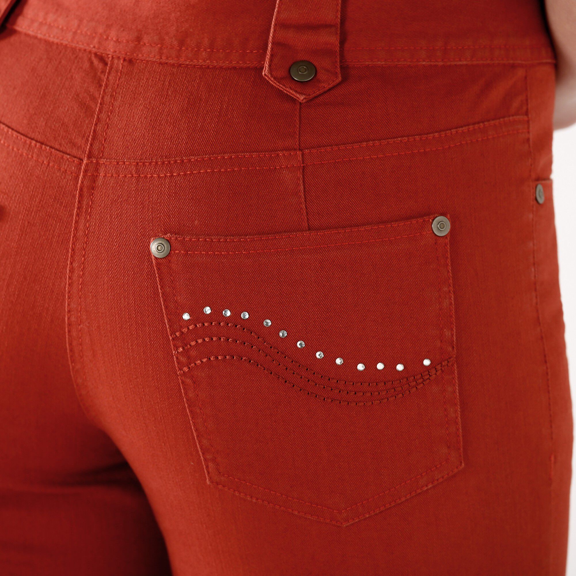 Pantalon droit taille haute effet denim