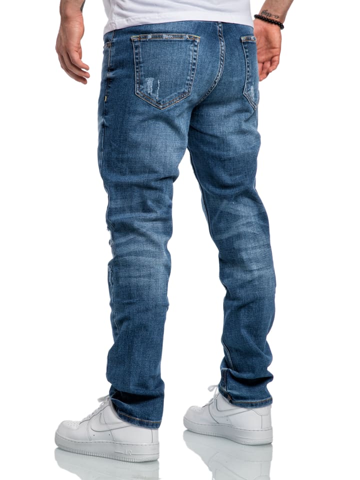 Amaci&Sons Regular Fit Destroyed Jeans KANSAS in Hellblau (Patches) günstig kaufen