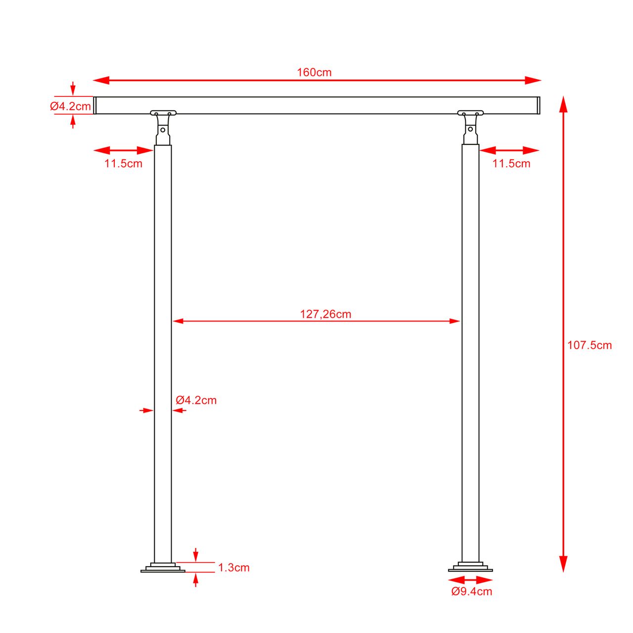 Casaria monzana® Treppengeländer Edelstahl 160cm