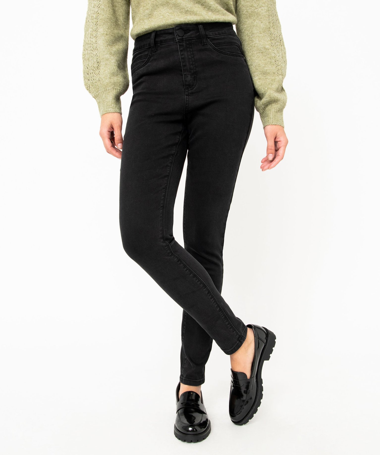 Jean Skinny taille haute forme push-up femme noir | GEMO